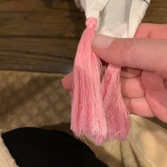 Women’s Chach Beach V-Neck Cover Up With Pink Tassels and White Fringe Size S - Picture 6 of 8